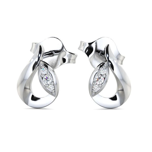 Tear Drop Round Diamond Earrings 18K White Gold - Blarney ERG28_WG_UP