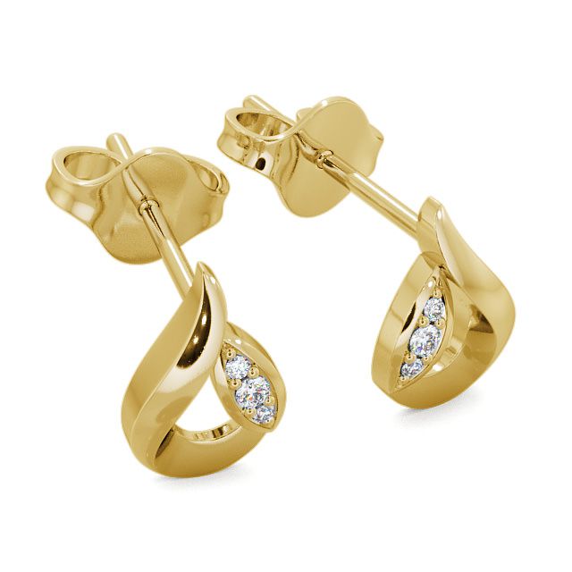 Tear Drop Round Diamond Earrings 9K Yellow Gold - Blarney ERG28_YG_FLAT