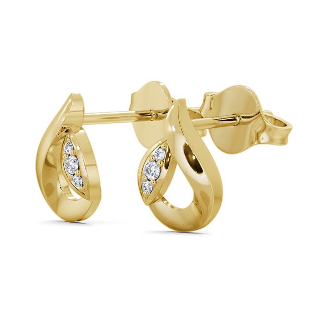 Tear Drop Round Diamond Earrings 18K Yellow Gold - Blarney ERG28_YG_SIDE