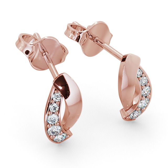 Cluster Round Diamond Earrings 18K Rose Gold - Rea ERG29_RG_FLAT