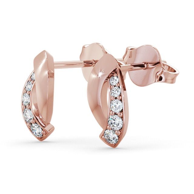 Cluster Round Diamond Earrings 18K Rose Gold - Rea ERG29_RG_SIDE