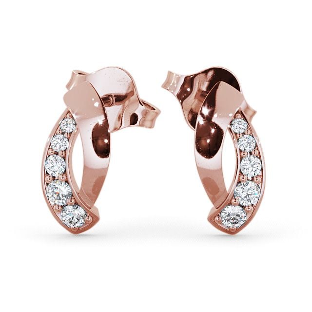 Cluster Round Diamond Earrings 9K Rose Gold - Rea ERG29_RG_UP
