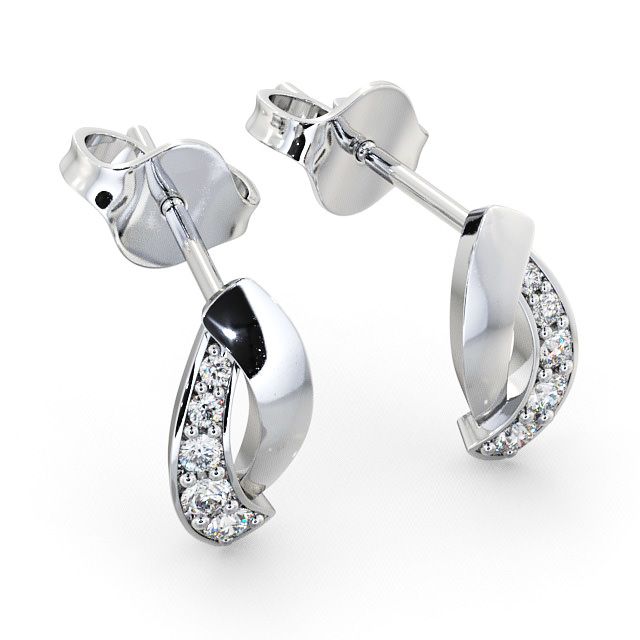 Cluster Round Diamond Earrings 9K White Gold - Rea ERG29_WG_FLAT