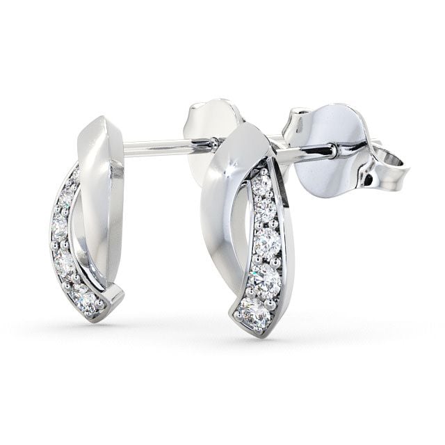 Cluster Round Diamond Earrings 9K White Gold - Rea