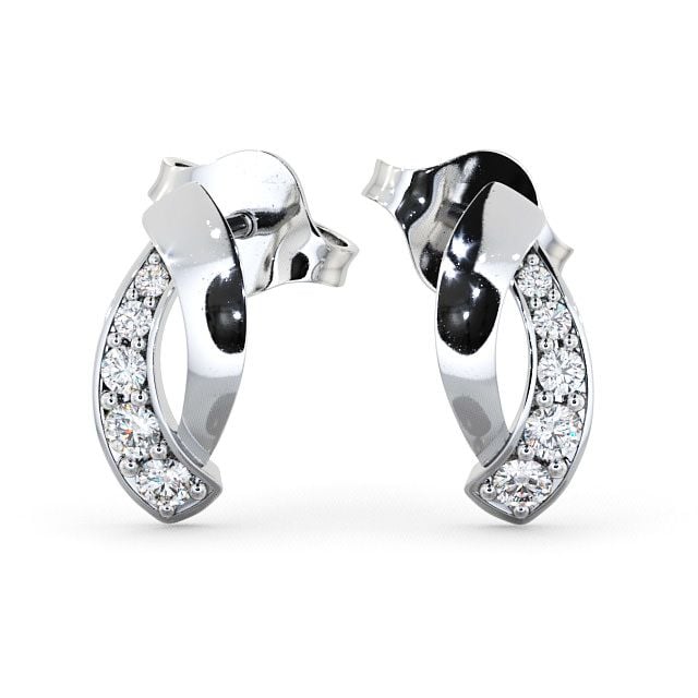 Cluster Round Diamond Earrings 18K White Gold - Rea ERG29_WG_UP