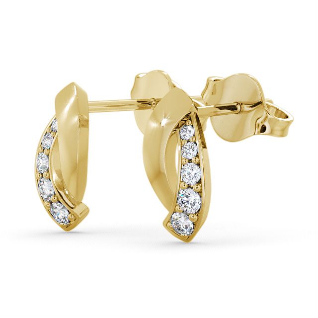 Cluster Round Diamond Earrings 18K Yellow Gold - Rea ERG29_YG_SIDE