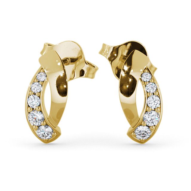 Cluster Round Diamond Earrings 9K Yellow Gold - Rea ERG29_YG_UP