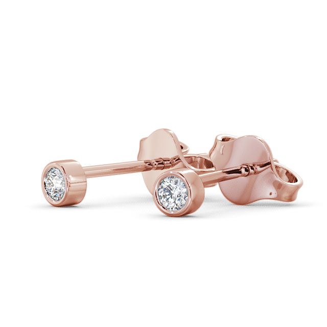 Round Diamond Bezel Stud Earrings 9K Rose Gold - Belgrave