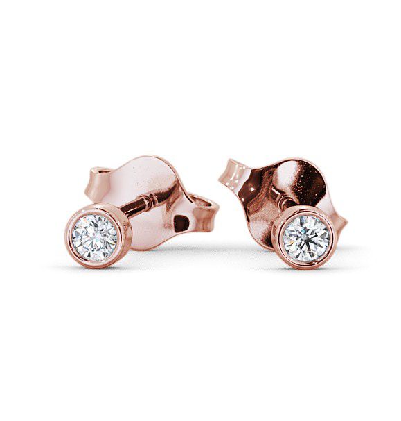  Round Diamond Bezel Stud Earrings 9K Rose Gold - Belgrave ERG2_RG_THUMB2 
