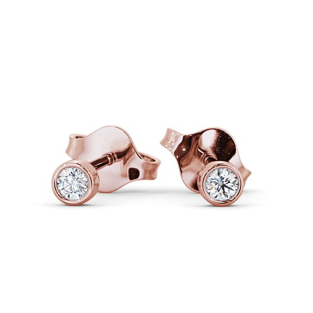 Round Diamond Bezel Stud Earrings 18K Rose Gold - Belgrave ERG2_RG_UP