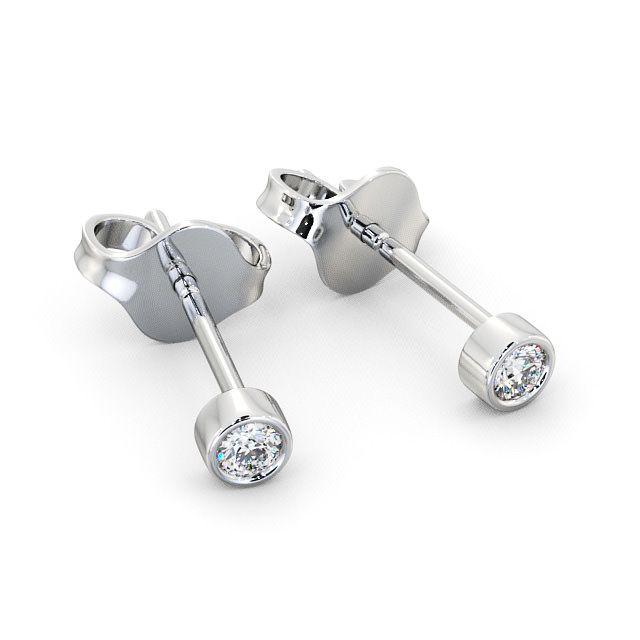 Round Diamond Bezel Stud Earrings 9K White Gold - Belgrave ERG2_WG_FLAT