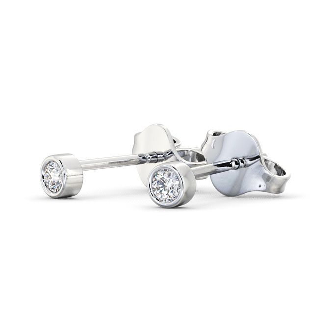 Round Diamond Bezel Stud Earrings 9K White Gold - Belgrave ERG2_WG_SIDE