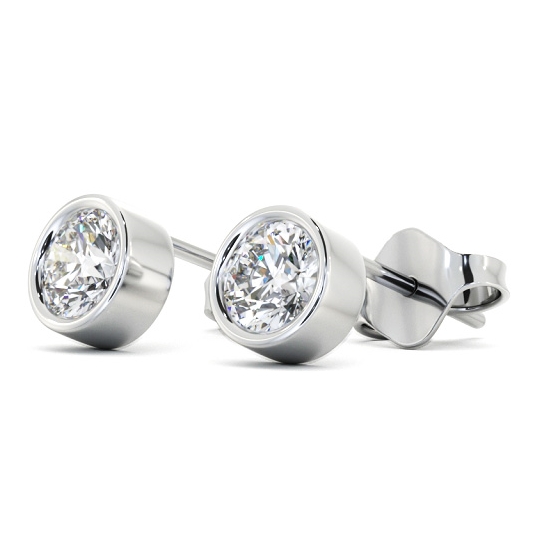 Round Diamond Bezel Stud Earrings 18K White Gold ERG2_WG_THUMB1