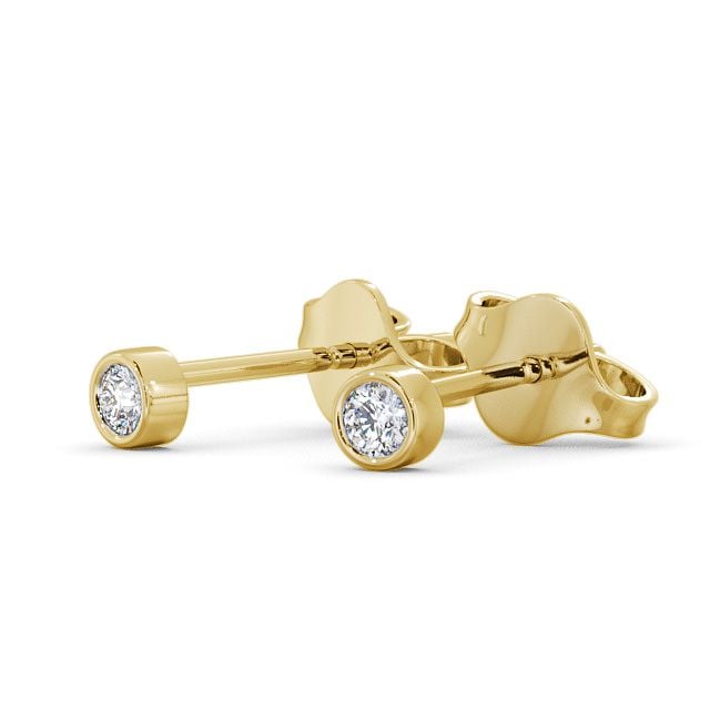Round Diamond Bezel Stud Earrings 9K Yellow Gold - Belgrave ERG2_YG_SIDE