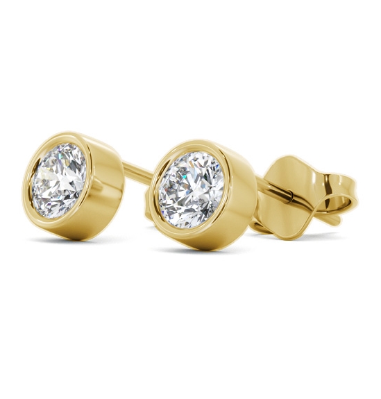 Round Diamond Bezel Stud Earrings 18K Yellow Gold ERG2_YG_THUMB1 