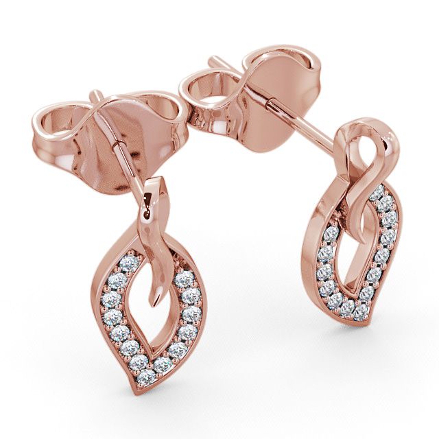 Leaf Shape Diamond Earrings 18K Rose Gold - Tyla ERG30_RG_FLAT