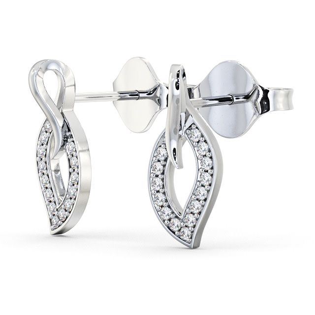 Leaf Shape Diamond Earrings 9K White Gold - Tyla ERG30_WG_SIDE
