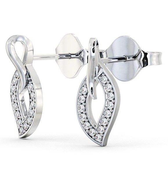 Leaf Shape Diamond Cluster Earrings 18K White Gold ERG30_WG_THUMB1