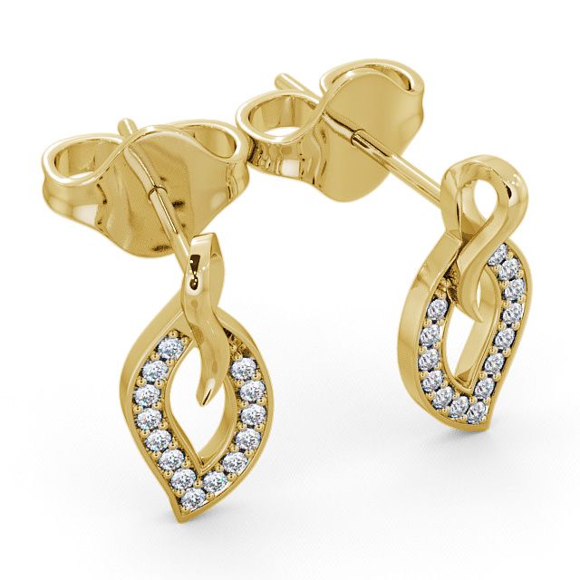 Leaf Shape Diamond Earrings 18K Yellow Gold - Tyla ERG30_YG_FLAT