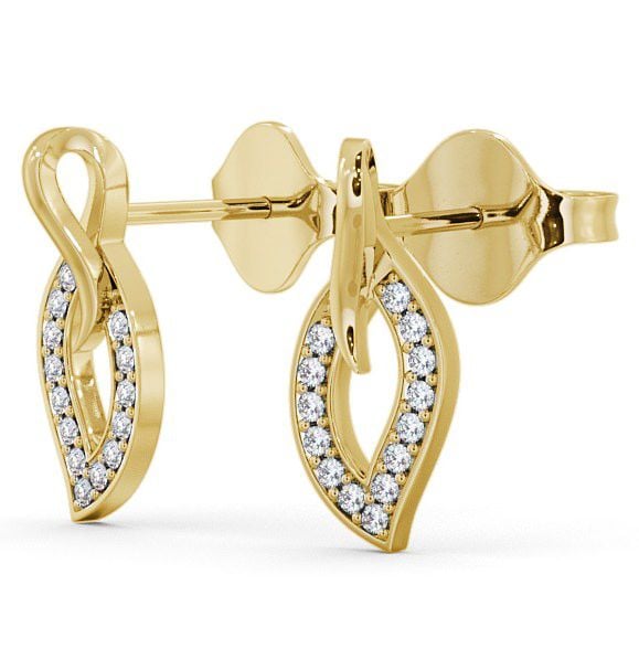 Leaf Shape Diamond Cluster Earrings 9K Yellow Gold ERG30_YG_THUMB1