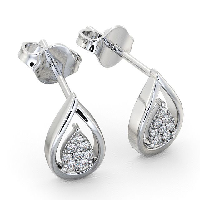 Tear Drop Diamond Earrings 18K White Gold - Melvaig ERG31_WG_FLAT