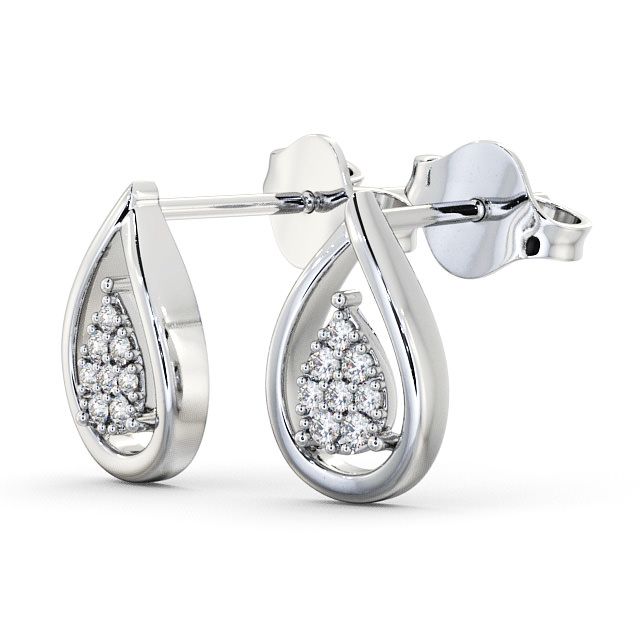 Tear Drop Diamond Earrings 18K White Gold - Melvaig