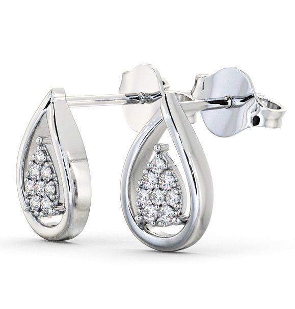 Tear Drop Diamond Cluster Earrings 18K White Gold ERG31_WG_THUMB1