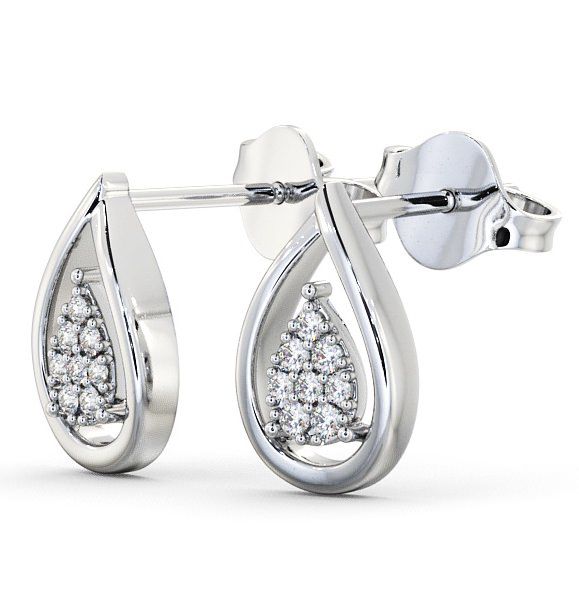 Tear Drop Diamond Cluster Earrings 18K White Gold ERG31_WG_THUMB1 