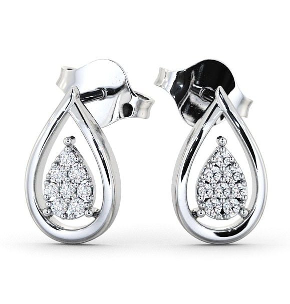 Tear Drop Diamond Cluster Earrings 18K White Gold ERG31_WG_THUMB2 