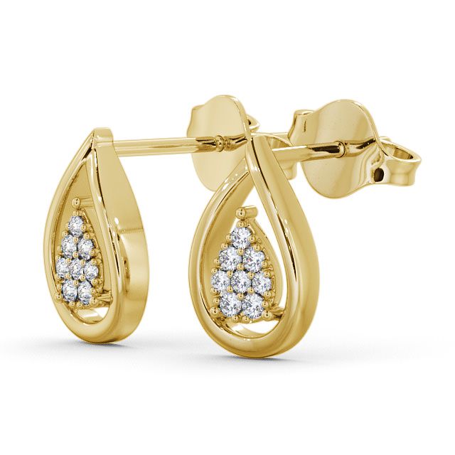 Tear Drop Diamond Earrings 9K Yellow Gold - Melvaig ERG31_YG_SIDE