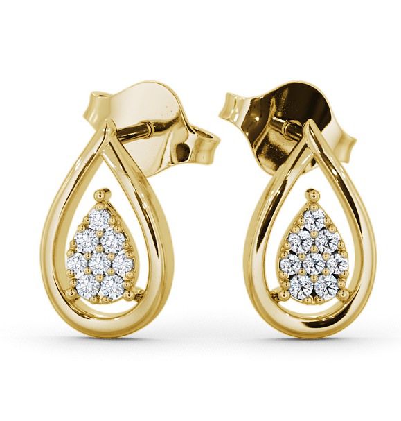 Melvaig Pear Shape Cluster Earrings Round Diamond ERG31_YG_THUMB2 