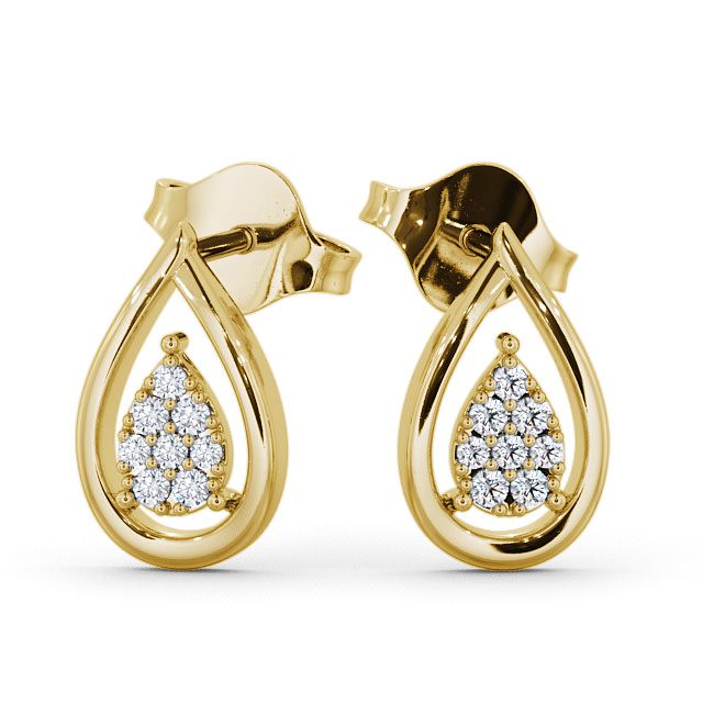 Tear Drop Diamond Earrings 9K Yellow Gold - Melvaig ERG31_YG_UP