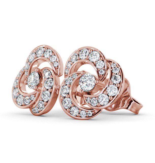 Cluster Round Diamond Swirling Design Earrings 18K Rose Gold ERG32_RG_THUMB1 