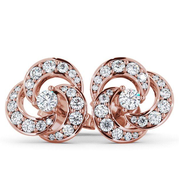  Cluster Round Diamond Earrings 18K Rose Gold - Bewerley ERG32_RG_THUMB2 