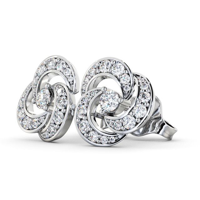 Cluster Round Diamond Earrings 9K White Gold - Bewerley