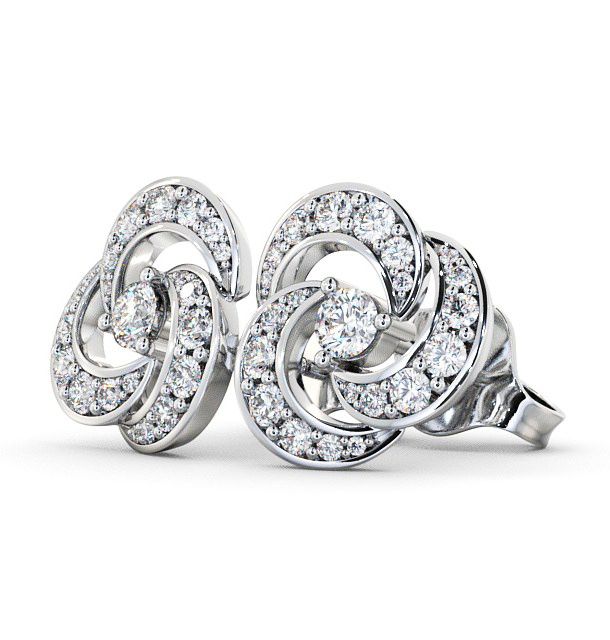 Cluster Round Diamond Swirling Design Earrings 18K White Gold ERG32_WG_THUMB1