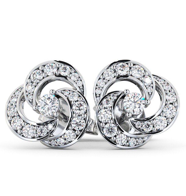 Cluster Round Diamond Earrings 9K White Gold - Bewerley ERG32_WG_THUMB2 