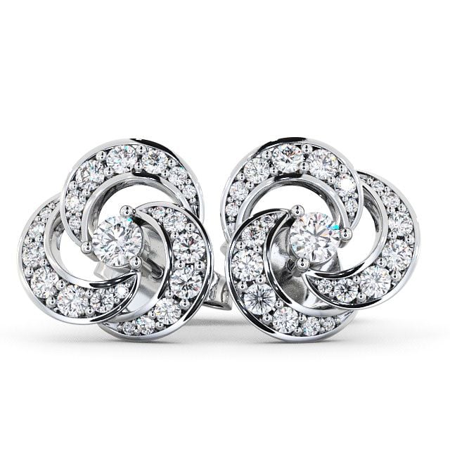 Cluster Round Diamond Earrings 9K White Gold - Bewerley ERG32_WG_UP