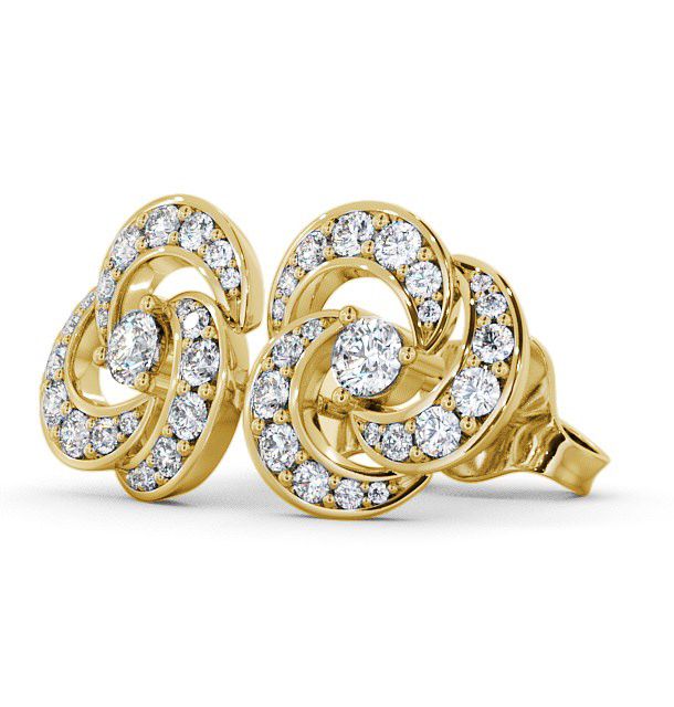 Cluster Round Diamond Swirling Design Earrings 18K Yellow Gold ERG32_YG_THUMB1 