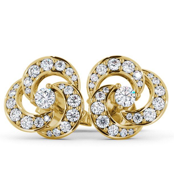  Cluster Round Diamond Earrings 18K Yellow Gold - Bewerley ERG32_YG_THUMB2 