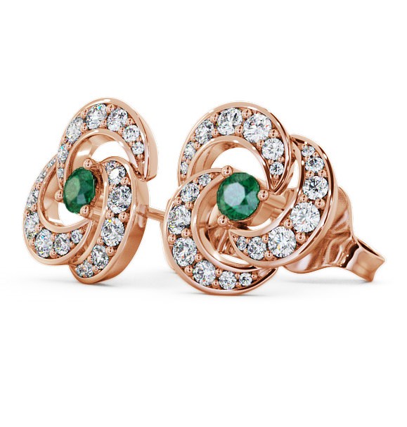  Cluster Emerald and Diamond 1.13ct Earrings 9K Rose Gold - Bewerley ERG32GEM_RG_EM_THUMB1 
