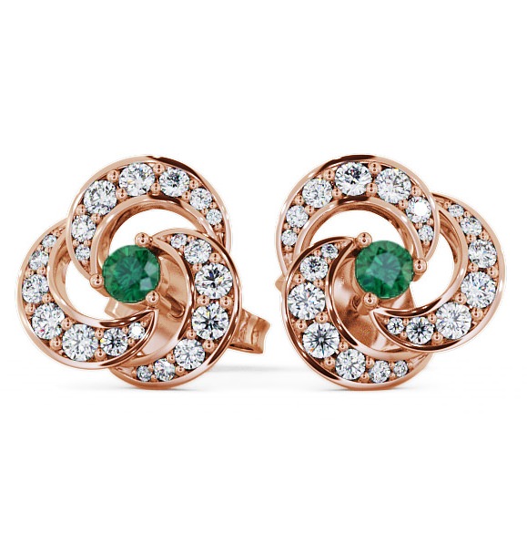  Cluster Emerald and Diamond 1.13ct Earrings 18K Rose Gold - Bewerley ERG32GEM_RG_EM_THUMB2 