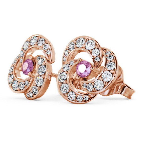  Cluster Pink Sapphire and Diamond 1.19ct Earrings 9K Rose Gold - Bewerley ERG32GEM_RG_PS_THUMB1 