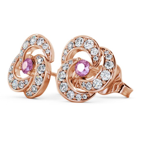 Cluster Pink Sapphire and Diamond 1.19ct Earrings 18K Rose Gold ERG32GEM_RG_PS_THUMB1 