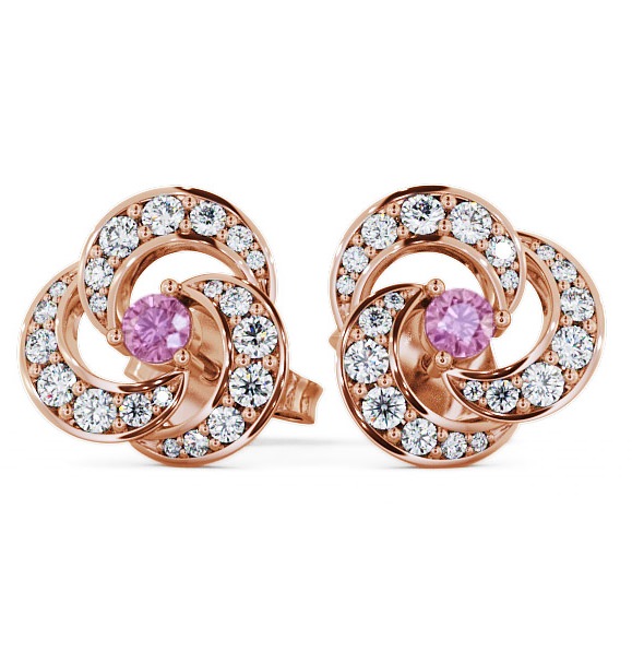  Cluster Pink Sapphire and Diamond 1.19ct Earrings 9K Rose Gold - Bewerley ERG32GEM_RG_PS_THUMB2 