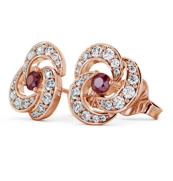 Cluster Ruby and Diamond 1.19ct Earrings 18K Rose Gold ERG32GEM_RG_RU_THUMB1