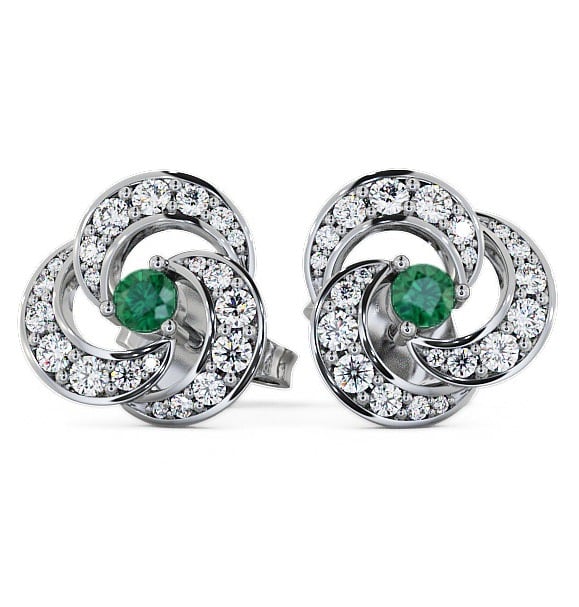  Cluster Emerald and Diamond 1.13ct Earrings 9K White Gold - Bewerley ERG32GEM_WG_EM_THUMB2 