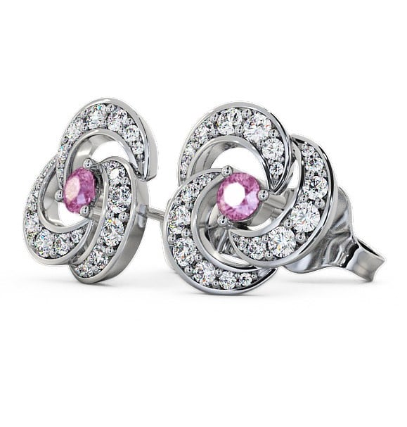  Cluster Pink Sapphire and Diamond 1.19ct Earrings 18K White Gold - Bewerley ERG32GEM_WG_PS_THUMB1 