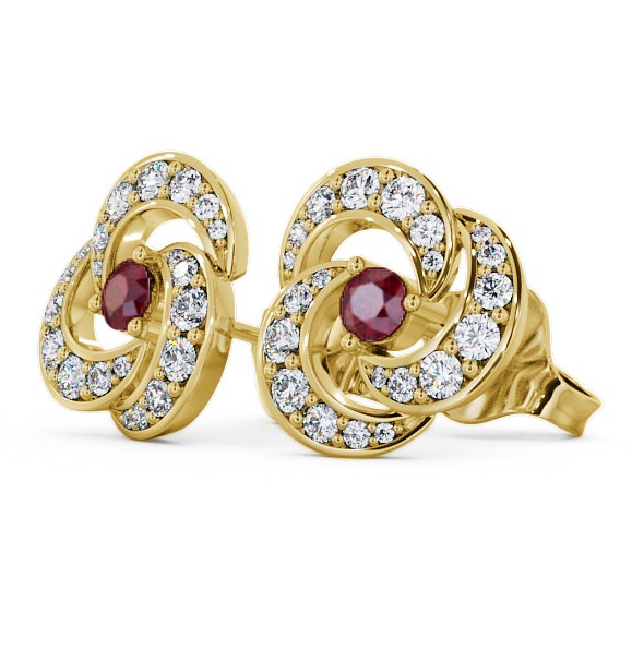 Cluster Ruby and Diamond 1.19ct Earrings 9K Yellow Gold ERG32GEM_YG_RU_THUMB1