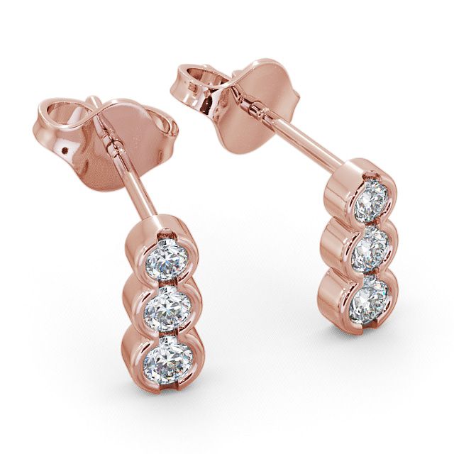 Journey Round Diamond Earrings 9K Rose Gold - Kirkby ERG33_RG_FLAT